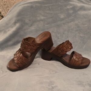 BOC Brown Braided Women's Heeled Sandals, Size 6 (1029)